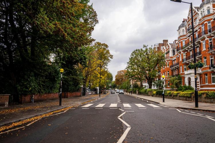 Abbey Road zebra crossing, a Grade II listed feature.